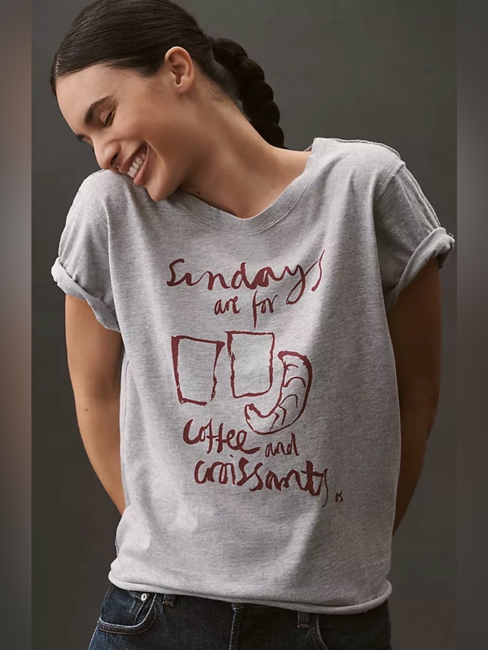 Anthropologie x Olivia Sewell Days of the Week Graphic Tee ~ Coffee